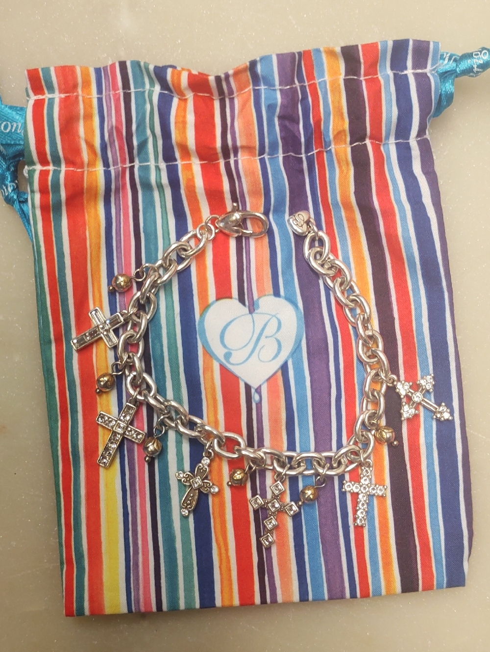 FLASH SALE!🔥 Brighton Sacramento Cross Charm Bracelet Silver Retired - READ! - Picture 2 of 14